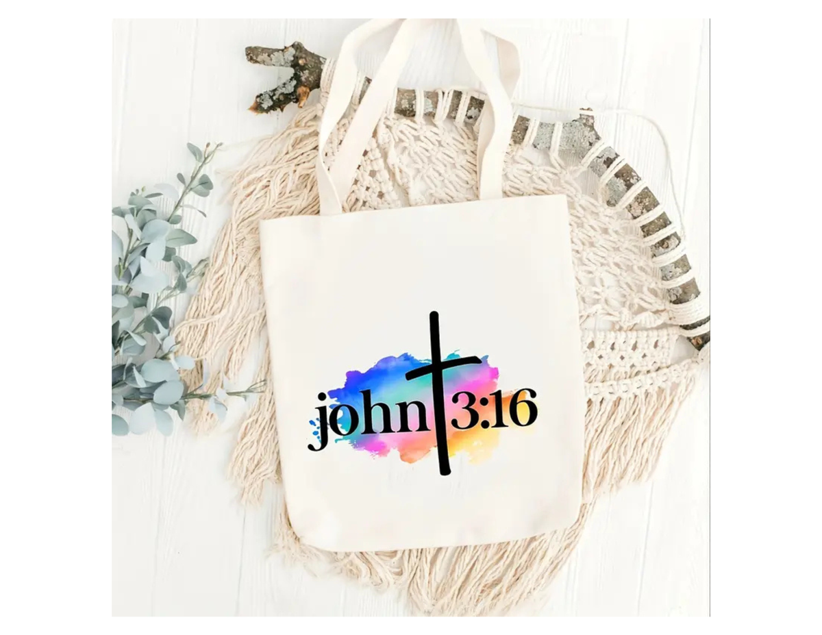 John 3:16 Scripture Tote Bag – Christian Faith Canvas Tote